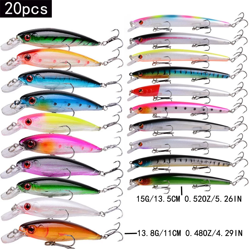 Marine Salt Mix - 20/10pcs/lot Minnow Fishing Lures Set Bass