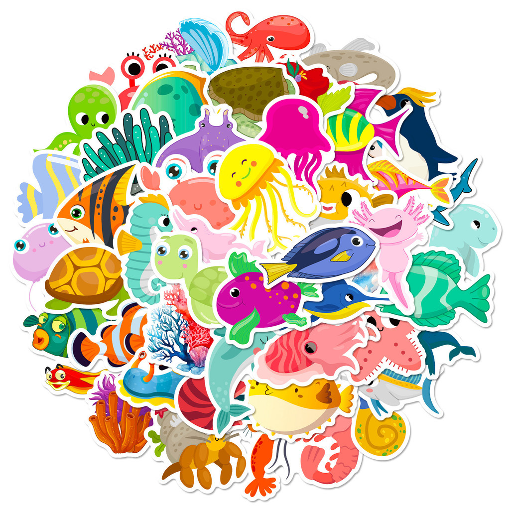 50Pcs Marine Life Stickers - C - огляд і ціна Marine Aquarium Aquascape