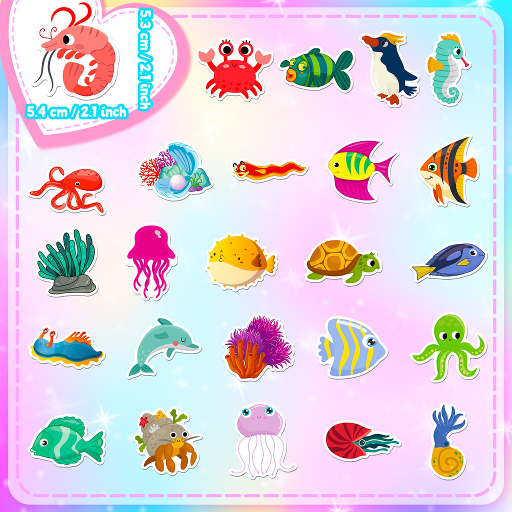 50Pcs Marine Life Stickers - C - огляд і ціна Marine Aquarium Aquascape