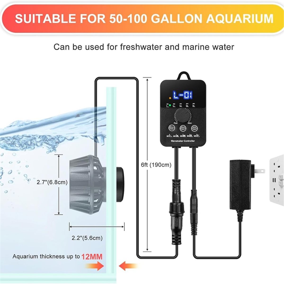 A983K 2100GPH Aquarium Wave Ma - огляд і ціна Powerhead Wave Maker