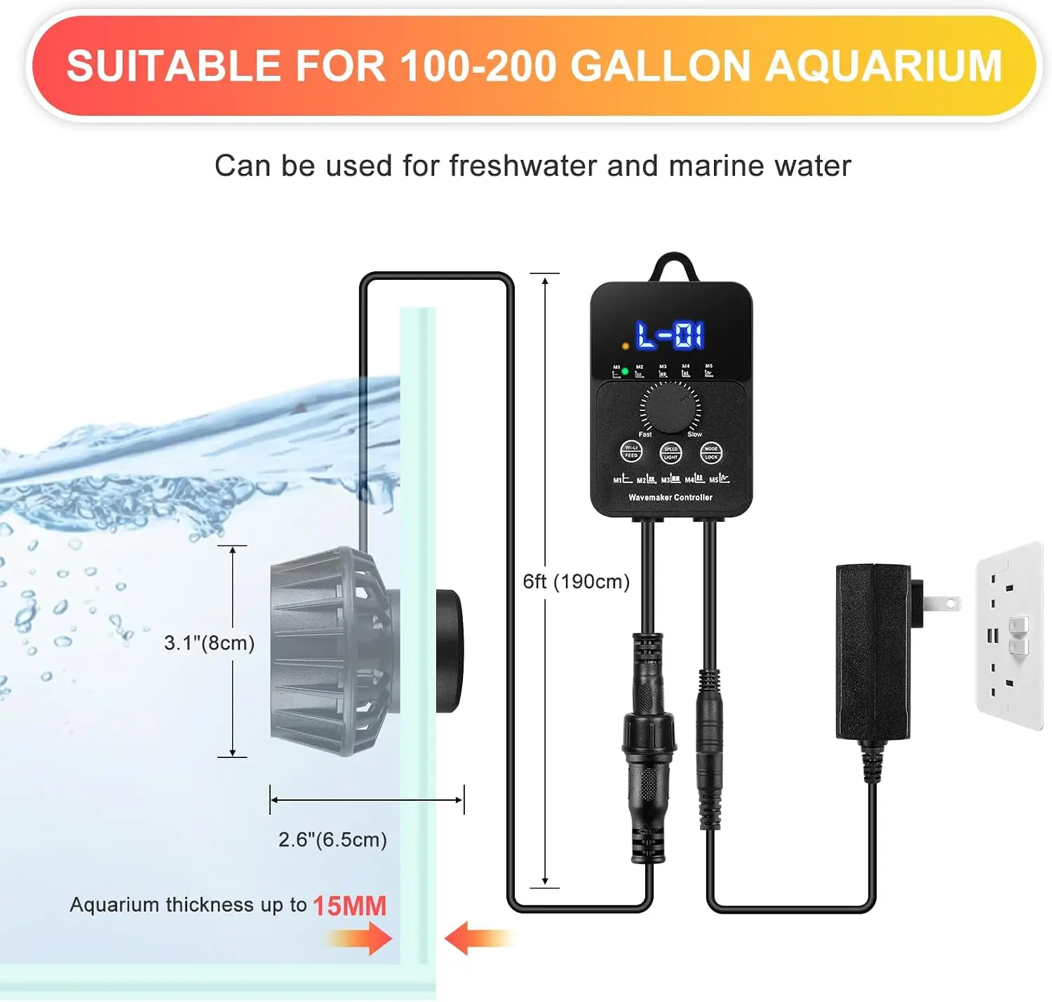 3400GPH Aquarium Wave Maker DC - огляд і ціна Powerhead Wave Maker